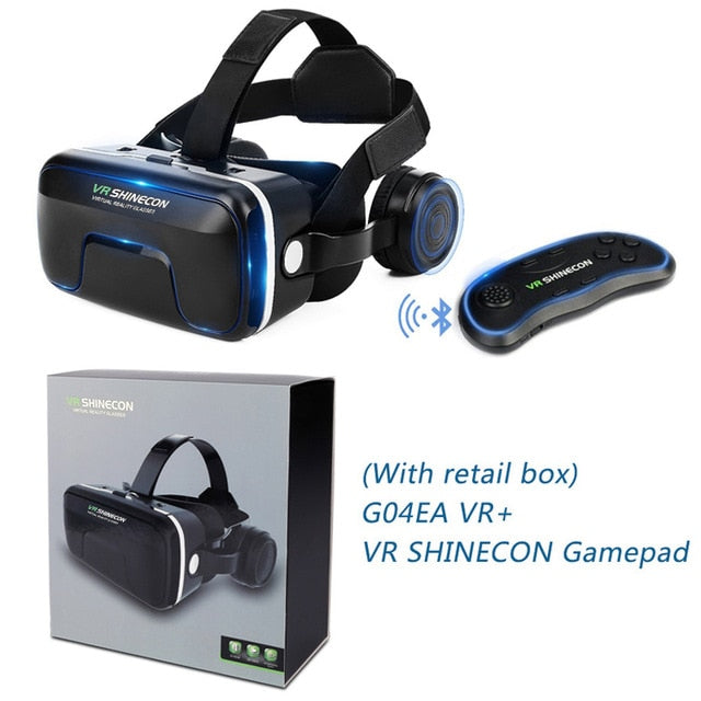 Shinecon Upgraded Z4 VR Large Viewing Immersive Experience Vr box 3D Virtual Reality Glasses with Stereo Headphone with gampad